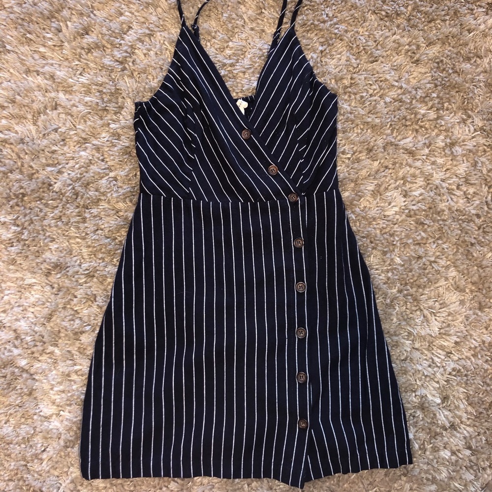 Navy button dress